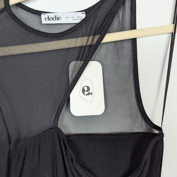 NWT Elodie Black Mesh One Shoulder Bodysuit Size L - Picture 8 of 9